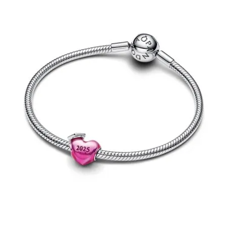 2025 graduation heart sterling silver charm with transparent pink enamel - 2
