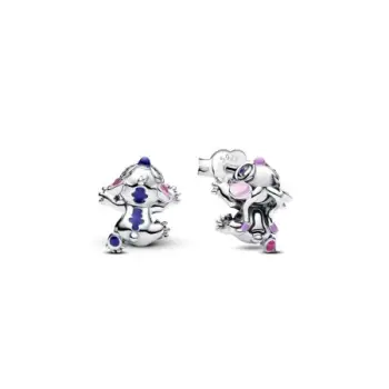 Disney Stitch and Angel sterling silver stud earrings with purple, blue, black and pink enamel