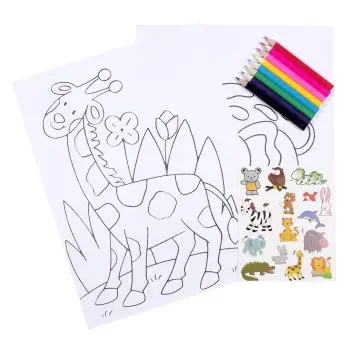 Set "Unë Shoh &amp; Pikturoj" Me Kafshë Stickers &amp; Lapsa Me Ngjyra 20.5x26.5 Cm 10 Fl