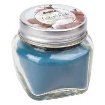 Qiri Aromatik Në Vazo Qelqi Katrore Me Kapak Me Aromë Pambuk 5x5 Cm