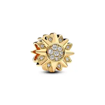 Sun 14k gold-plated charm with clear cubic zirconia