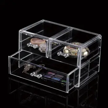Organizues kozmetik transparent me sirtarë me 3 ndarje 23.5x13.5x14cm