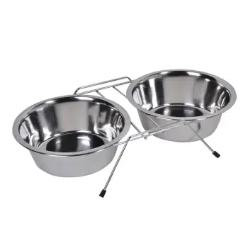 Set me 2 tasa metalikë për kafshë, me bazë 1.6L