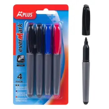 Marker ''Permanent" Mini 2 Të Zinj, 1 Blu &amp; 1 I Kuq 17 Mm