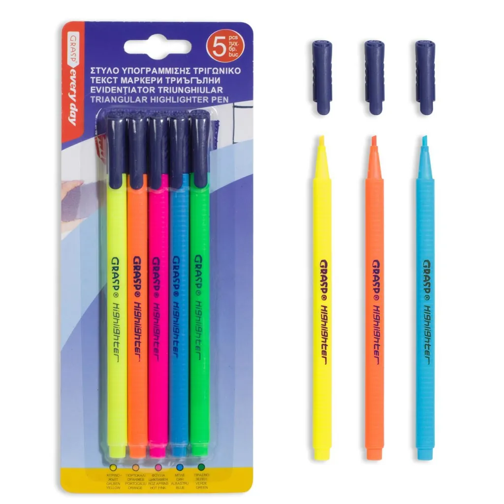 Marker Me Majë Të Hollë "Grasp" Me Ngjyra Neon 5 Copë - 1