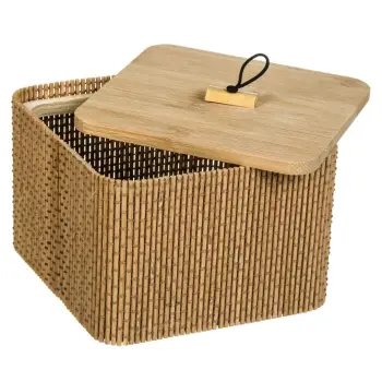 Kuti organizimi bambuje me kapak druri ngjyrë kafe 12x12x8cm