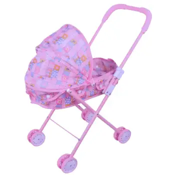 Karrocë për kukulla Port Bebe, ngjyrë rozë 53 cm