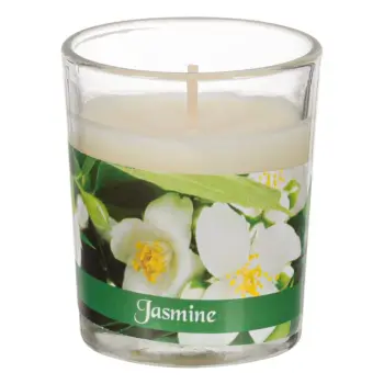Qiri Aromatik I Bardhë Në Gotë Qelqi Me Aromë Jaseminë 5x6.5 Cm