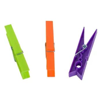 Kapëse rrobash plastike jeshile, portokalli, lejla 8.5cm - 36 copë