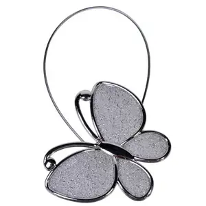 Kapëse Dekoruese Flutur Silver Me Magnet Për Perde 20 Cm