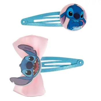 Kapëse flokësh tic tac me dizajn Stitch, ngjyrë rozë, blu - 2 copë