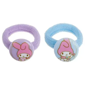 Llastikë flokësh me dizajn My Melody, ngjyrë lejla, blu - 2 copë