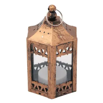 Fener Metalik Mini I Varur Dizajn Bronz Me Qiri Led Me Bateri 6.5x11 Cm