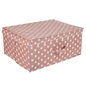 Kuti organzimi cope me kapak rozë me pika të bardhë 45x35x20cm