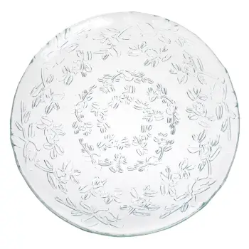 Pjatë qelqi transparente për ëmbëlsira Ø19cm
