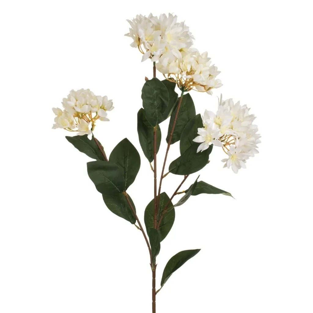 Lule dekorative e bardhë me gjethe jeshile 94cm - 1