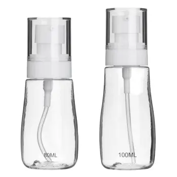 Set shishesh udhëtimi transparente me kapak të bardhë 80ml dhe 100ml - 2 copë