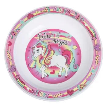 Pjatë ushqimi plastik me dizajn Unicorn Ø20.5cm