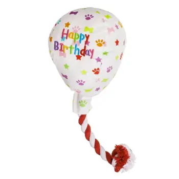 Tullumbace lodër për qen "Happy Birthday" me litar dhe zë 13x8x23cm