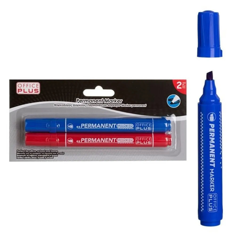 Marker permanent, I kuq, blu - 2 copë - 1