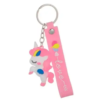 Varëse çelësash për fëmijë me ngjyrë rozë me Unicorn me dorezë 6 cm