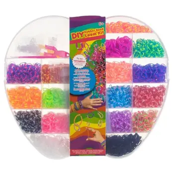 Kuti me llastikë me ngjyra për byzylykë – Loom Kit (4000 copë)