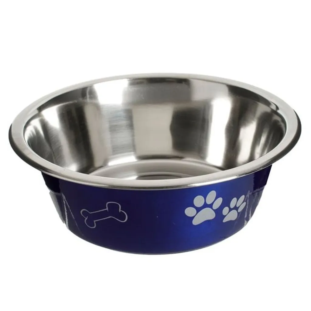 Tas për qen, inox, blu me dizajne 1.5lt - 1