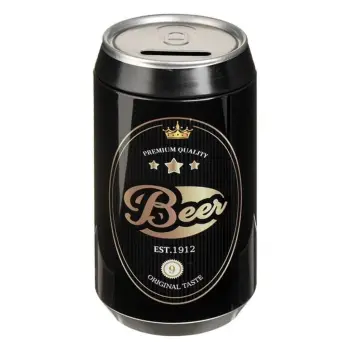 Arkë kursimi formë kanaçe birre metalike e zezë Ø8.5x16cm