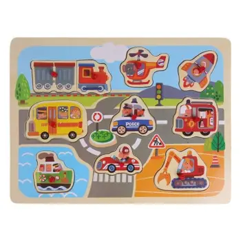 Puzzle prej druri me automjete (10 copë) 30x22cm