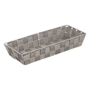 Shportë organizimi e thurur gri, me korniza metalike, e gjatë e ngushtë 36x14x6cm