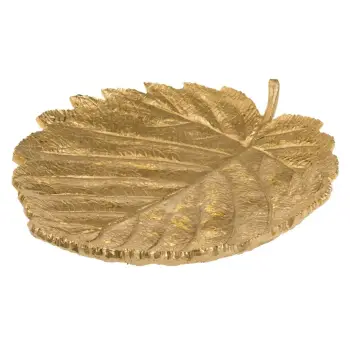 Pjatë dekorative formë gjethe me ngjyrë gold 25x27x4cm