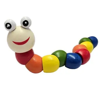 Lodër prej druri me krimb shumëngjyrësh 19cm