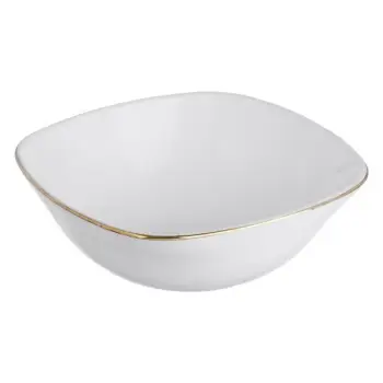 Tas për servirje ushqimesh, katrore me ngjyrë të bardhë, me buzë gold 190 ml