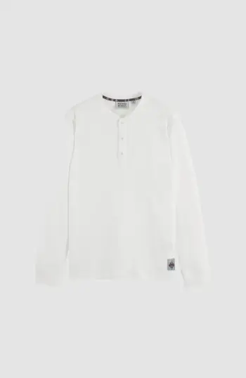 regular fit slub henley t-shirt ls