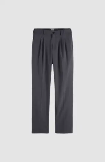 straight fit pleated wool blend chino