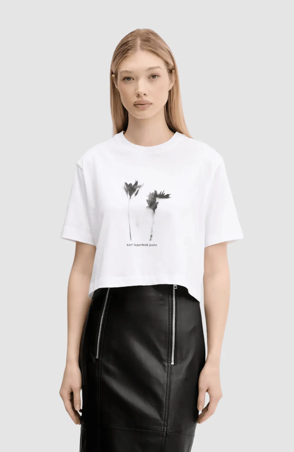 klj regular cropped flower tee - 1