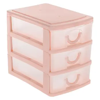 Organizues zyre plastike rozë me 3 sirtarë 11x9x13cm