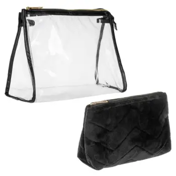 Set çanta kozmetike të zezë dhe transparente - 2 copë.
