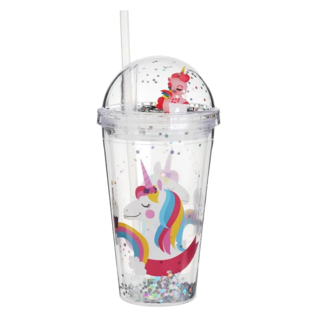 Gotë palsitke me kapak e konfeti 3D Unicorn 450ml - 1