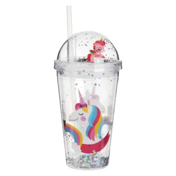 Gotë palsitke me kapak e konfeti 3D Unicorn 450ml