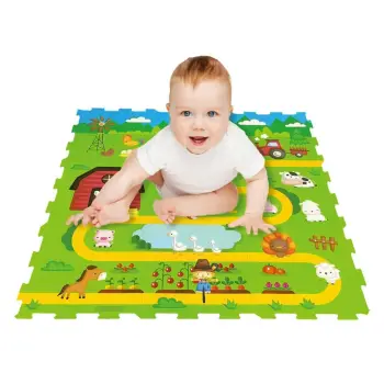 Puzzle dyshemeje me kafshë ferme 30.7x30.7cm -9 copë