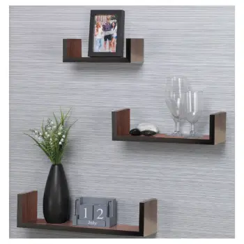 Rafte muri MDF ngjyrë e errët - 3 copë.