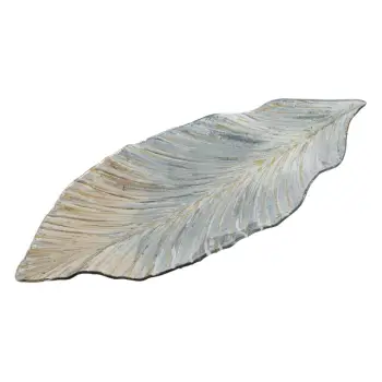 Pjatë dekorative në formë gjethe ngjyrë shampanjë 49x22cm