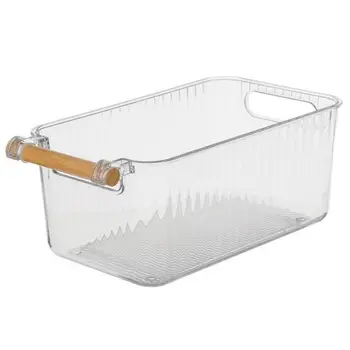 Shportë plastike transparente me dorezë druri 3.23L
