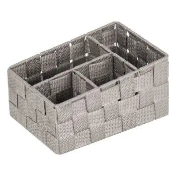 Shportë organizimi, gri, I thurur, kornizë metalike, me 4 ndarje 20x14x10/8cm