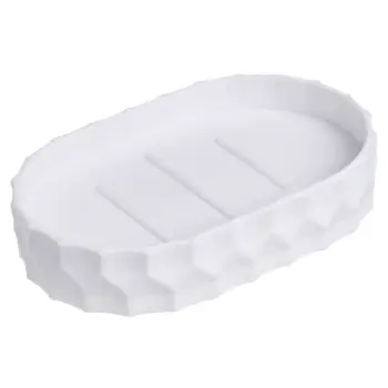Mbajtëse sapuni plastike ovale me dizajn ngjyrë të bardhë 3x9cm