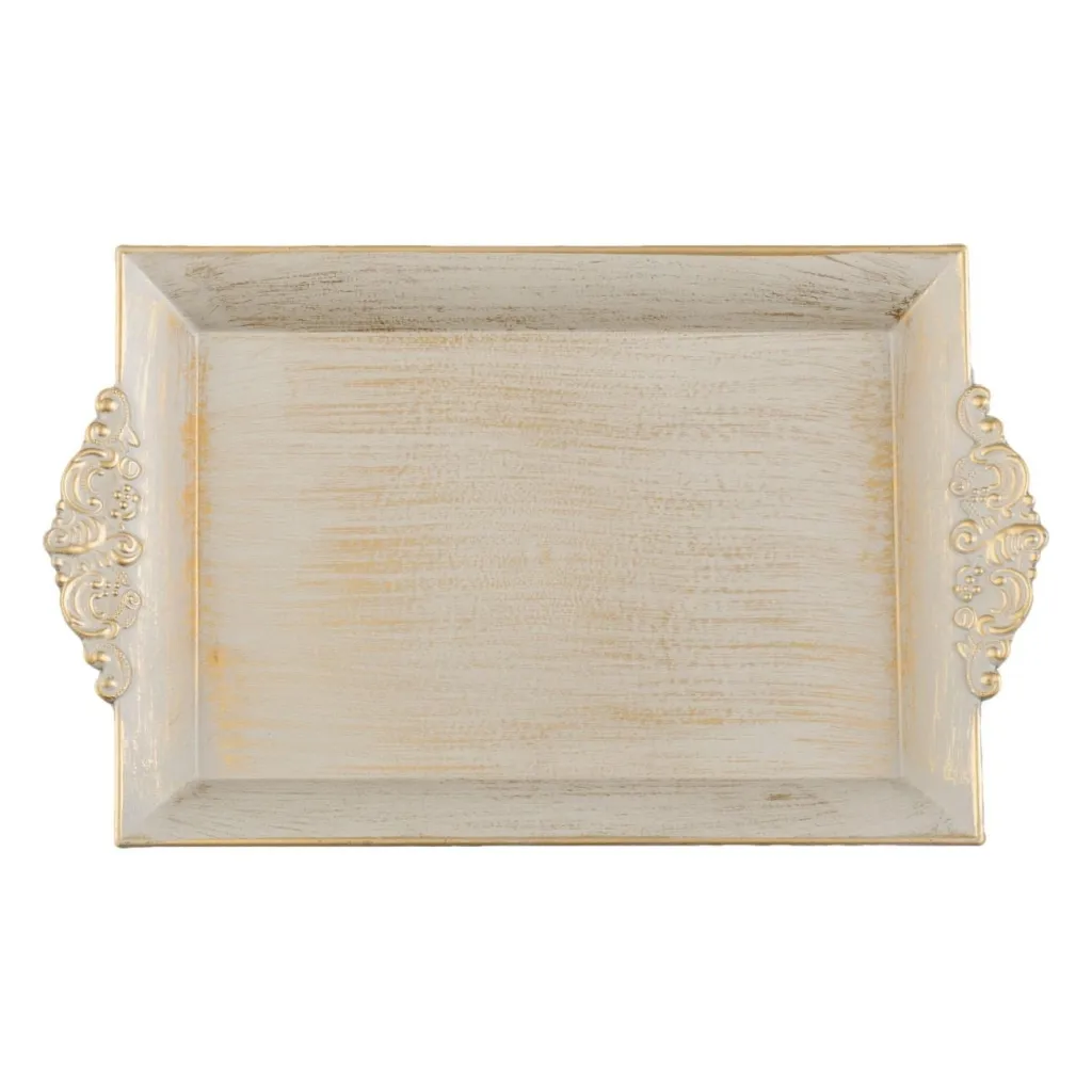 Tabaka plastike dekorative drejtkëndëshe bezhë gold 33x20cm - 1