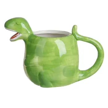 Filxhan qeramik e rrumbullakët me dizajn Dinosaur 3D jeshile 320ml