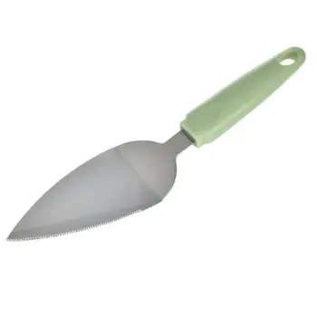 Spatull trekëndëshe prej inoxi me dorezë ngjyrë mente 26 cm