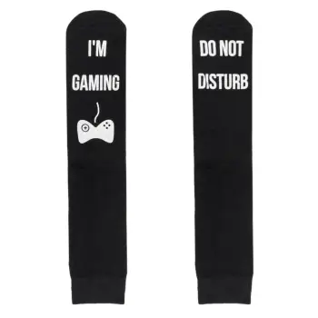 Çorape të zeza dhe të bardha me mesazhe që shkëlqejnë në errësirë ??"I'm gaming" "Do not disturb" - 2 palë, nr 41-46